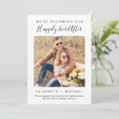 モダンな私たちのエンゲージメントフォト エンゲージメント発表 案内状 (スタンド正面)