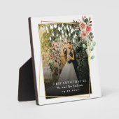 モダンな私たちの初めてのクリスマス Mr & Mrs フラワー フォトプラーク (正面)