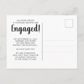 モダンな私たちは婚約 フォトスクリプトエンゲージメント 案内ポストカード (裏面)