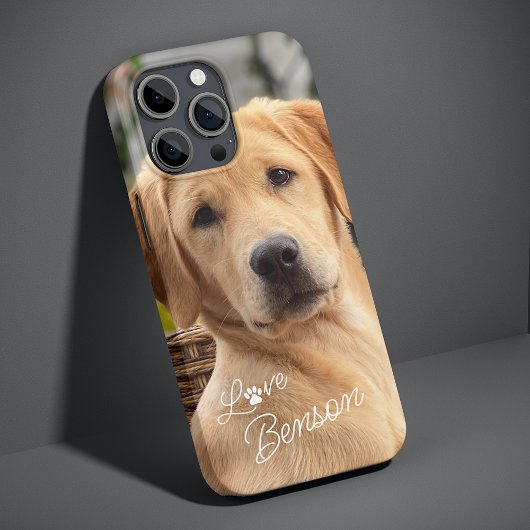 モダンな私のベストフレンドの写真 犬の愛 足跡プリント iPhoneケース