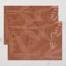 モダンな秋のウェディング テラコッタ ゴールド リーフ