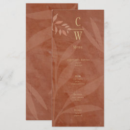 モダンな秋のウェディング テラコッタ ゴールド リーフ メニュー