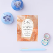 モダンな秋のテラコッタオレンジの葉のウェディング招待状 チラシ (シングル)