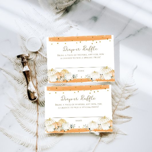 モダンな秋のベイビーシャワー パンプキントラック エンクロージャーカード