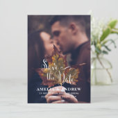 モダンな秋の写真でSave the Date ウェディング セーブザデート (スタンド正面)