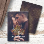 モダンな秋の写真でSave the Date ウェディング セーブザデート