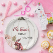 モダンな秋の恋愛 パンプキンフローラル ブライダルシャワー ペーパープレート (パーティー)