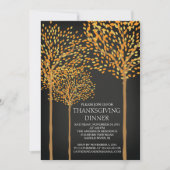 モダンな秋の木 感謝祭 招待状 (正面)