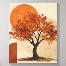 モダンな秋の樹木の壁画 | ミニマリストの秋 Canva