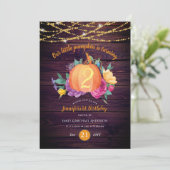 モダンな秋の第一誕生日パーティー招待状 水彩画 ラスティックポンプキン 招待状 (スタンド正面)