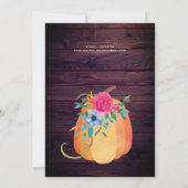 モダンな秋の第一誕生日パーティー招待状 水彩画 ラスティックポンプキン 招待状 (裏面)