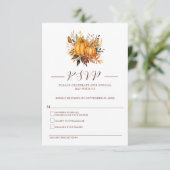 モダンな秋の結婚式のカボチャの返信カード 出欠カード (スタンド正面)