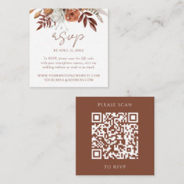 モダンな秋の結婚式ウェブサイトQRコードRSVP エンクロージャーカード