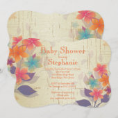 モダンな秋の花のベイビーシャワー招待状 招待状 (正面/裏面)