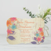 モダンな秋の花のベイビーシャワー招待状 招待状 (スタンド正面)