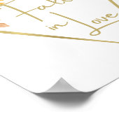 モダンな秋の花の結婚式で恋に落ちるサイン ポスター (角)