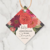 モダンな秋の花束 ブライダルシャワーのお礼 フェイバータグ (正面)