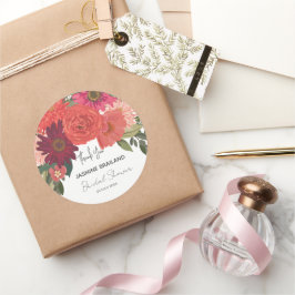 モダンな秋の花束 ブライダルシャワーのお礼 ラウンドシール