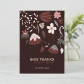 モダンな秋の花「感謝を捧げる」感謝祭 招待状 (スタンド正面)