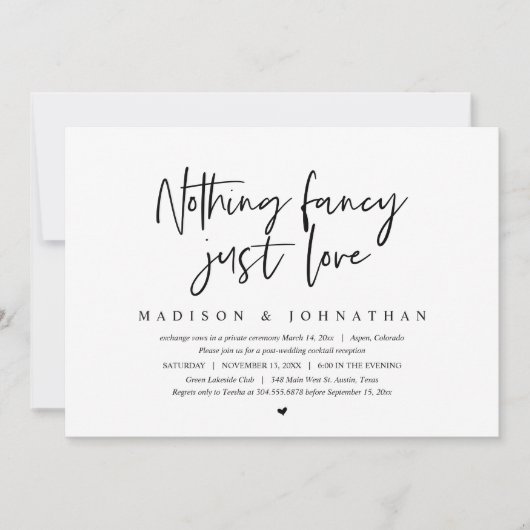 モダンな秘密の結婚式, 何も豪華でなく, 愛だけ 招待状 (正面)