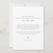 モダンな秘密の結婚式 私たち結婚しました ウェディングフォト 案内状 (裏面)