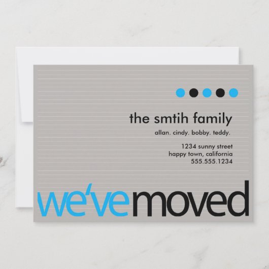 モダンな移動発表 案内状 (正面)