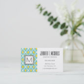 モダンな種族のイカットの青く黄色いファッション 名刺 (スタンド正面)