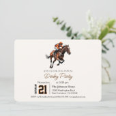 モダンな競馬ダービーパーティー 馬術 招待状 (スタンド正面)