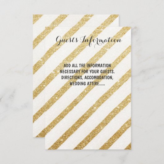 モダンな筆致のゴールドウェディングゲスト情報挿入カード エンクロージャーカード (正面/裏面)