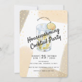 モダンな筆致の新築祝いカジュアルパーティー 招待状 (正面)