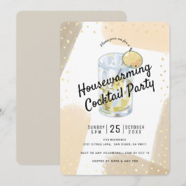 モダンな筆致の新築祝いカジュアルパーティー 招待状