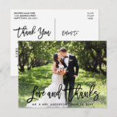 モダンな筆記体で「愛と感謝」 ウェディング ポストカード (正面/裏面)