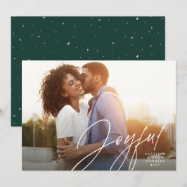 モダンな筆記体で「Joyful」と大きく書かれた横型のクリスマスカード シーズンカード