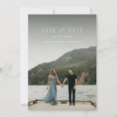 モダンな筆記体で「Save the Date」ホワイト セーブザデート (正面)