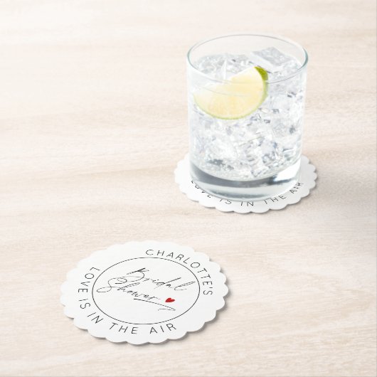 モダンな筆記体のバレンタインデーのブライズシャワー ペーパーコースター (インサイチュ)