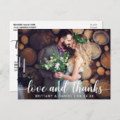 モダンな筆記体の愛と感謝の結婚式カップル ポストカード (正面/裏面)