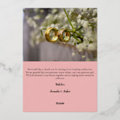 モダンな筆記体を使ったオーダーメイドの結婚式のお礼状カード 箔招待状 (裏面)