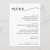 モダンな筆記体を使ったミニマリストの黒と白の結婚式 メニュー (正面)