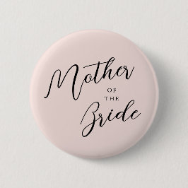 モダンな筆記体カリグラフィー ピンクの結婚式の母親 缶バッジ