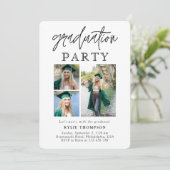 モダンな筆記体カリグラフィー 3枚の写真を使った卒業式の招待状 招待状 (スタンド正面)