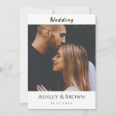 モダンな筆記体スクリプトの写真入り編集可能結婚式 招待状 (正面)
