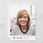 モダンな筆記体写真卒業生 案内状 (正面)