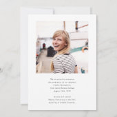 モダンな筆記体写真卒業生 案内状 (裏面)