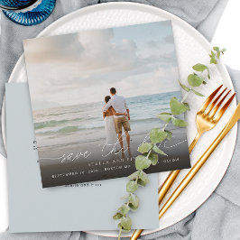 モダンな筆記体写真 ウェディング セーブ・ザ・デート