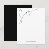 モダンな筆記体 ブラック＆ホワイト クリスマス ノートカード (正面/裏面)