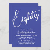 モダンな筆記体 ラベンダー パープル 80歳の誕生日 招待状 (正面/裏面)