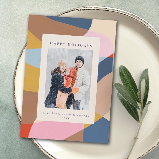 モダンな筆遣いの抽象的なカラフルなクリスマスの写真 シーズンカード