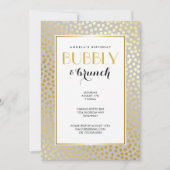 モダンな紙吹雪の水玉模様パターン灰色および金ゴールド 招待状 (正面)