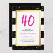 モダンな紙吹雪|の第40誕生日のパーティの招待状 招待状 (正面/裏面)