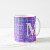 モダンな紫とピンクのグリッドライン抽象 コーヒーマグカップ (正面右)
